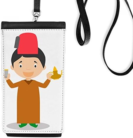 Red Hat Marocco Cartoon Art Deco Подарок моден телефон паричник чанта што виси мобилна торбичка црн џеб
