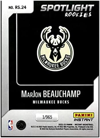 Marjon Beauchamp RC 2022-23 Panini Instant Spotlight Rookies /96524 Bucks NM+ -MT+ NBA кошарка