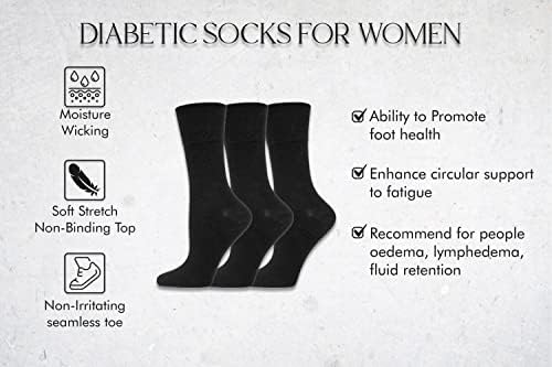 Здраво Мода 6 Парови Дијабетични Чорапи Жени, Чорапи На Екипажот За Жени Паметни Женски Чорапи Што Дишат Нееластични Памучни Чорапи