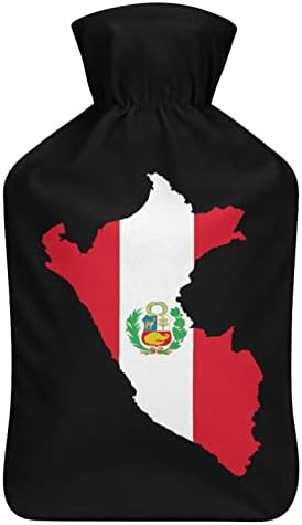 Мапа на знамето на Перу со топла вода со мека кадифен покривка топла гумена вода торба за вбризгување 1000 мл