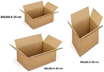 КОМПЛЕТ 3 Големини 12 парчиња Тешки кутии во брановидни картони со двојна дебелина 4 парчиња 40х30х20 + 4 парчиња 30х20х30 + 4 парчиња 30х20х15