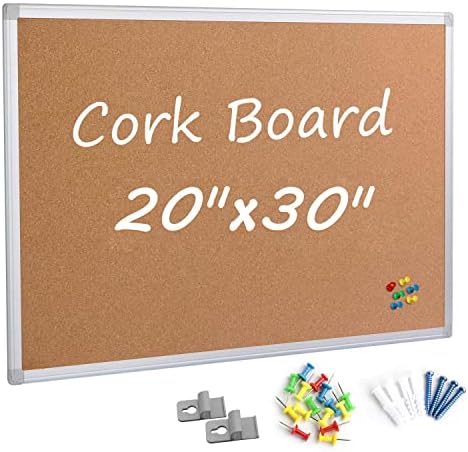 Board2by Bultin Bultin Bulter20 x 30 инчи, сребрена алуминиум врамена плута, канцелариска табла за wallидна плута, табла за обележување со