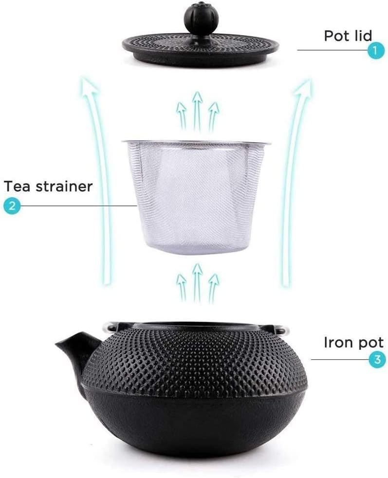 Канцеларија чајник чајник керамика 900 мл чајник сет леано железо чајник со филтер од не'рѓосувачки челик за лабав чај 4 чаши,