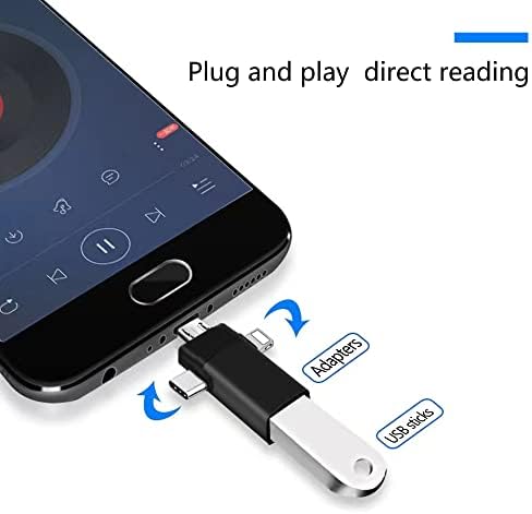 Askoppo USB C до USB адаптерот [3 -in -1], USB C/iOS/Micro USB до USB 3.0 OTG адаптер ， За синхронизација на податоците ， погоден за мобилни