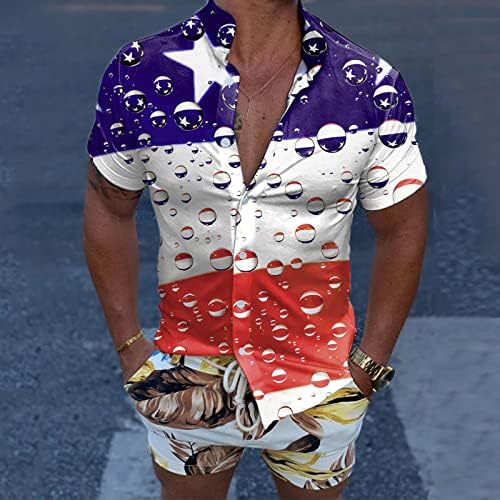 Здфер 4 -ти јули Патриотски кошули за мажи копче надолу кошула во САД со знаме на знами