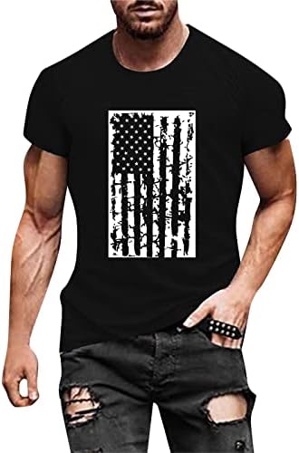 Убст војник со кратки ракави маици за мажи, 4-ти јули ретро американско знаме маица летни мускули тенок фит-врвови на врвови