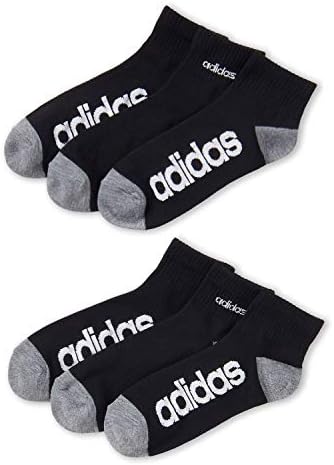 Адидас машки 3-пакувања клималит влага за влага Чорапи за перформанси црно