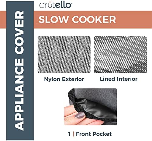 Crutelo Crock Pot Cover Компатибилен со Хамилтон Бич 6, 7 или 8 кварта бавен шпорет - Мал апарат за прашина за прашина со мерење