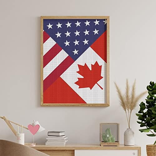 Америка Канада знаме Декоративни комплети за сликање на дијаманти Смешно 5D DIY целосна вежба дијамантски точки слики дома декор 12 x16