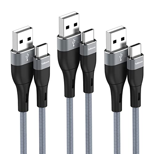 USB C кабел, Fast Charger Type C полнач [3-Pack 6FT] најлонски плетенка USB жици, USB A до тип C кабел за полнење компатибилен