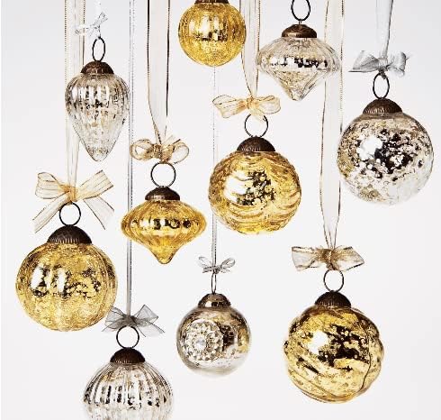 3 пакет | Луна чаршија Големи украси со стаклена топка од жива - Одлична идеја за подароци, украси во стилот на гроздобер за Божиќ,