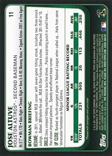 2011 Bowman Draft 11 JOSE ALTUVE RC - Бејзбол картичка на Хјустон Астрос МЛБ НМ -МТ