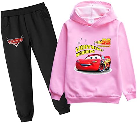 Benlp Maxvivo Child 2 Piece Fleece Hoodie Outfits-Lightning McQueen Long Sleeve Sweatshirt+Cars Graphic Pant комплети
