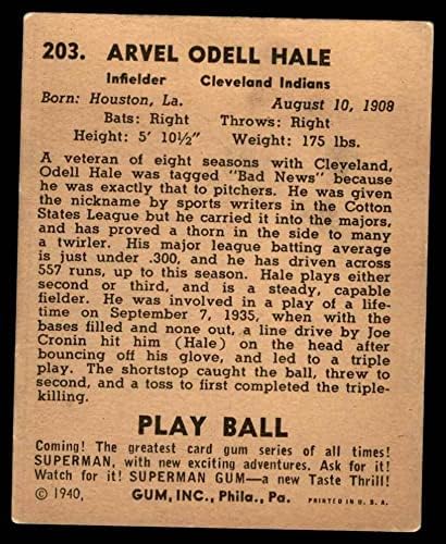 1940 Играат Топката 203 Одел Хејл Кливленд Индијанци ВГ Индијанци