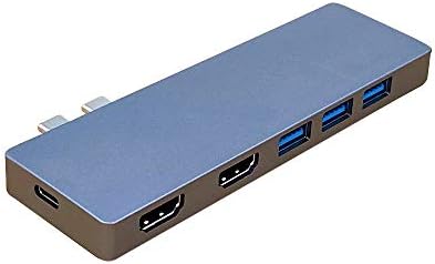 USB C Центар,CP POPPARTNER, Тип Cx2 До HDMI2x2+USB3. 0x3+SD+TF+PD Hub Адаптер За Macbook Pro 13 и 15 -2019, Macbook Air 2018 2019