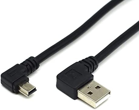 Herfair USB До Мини USB Кабел, 6 Инчен USB Машки До Мини USB Машки Краток Кабел, Позлатен 90 Степен Прав Агол Мини USB Продолжувач Олово