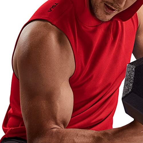 TSLA 3 пакува резервоарот за мускули за мажи со качулка, ладни суви активни кошули за атлетско трчање, лесна вежба за вежбање на