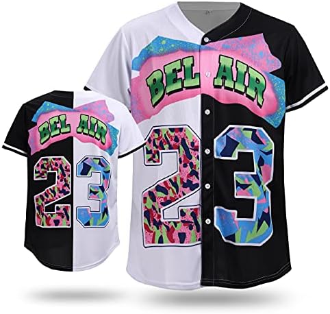 Коутберт 90 -тина облека за мажи и жени, кошула во дрес на бејзбол во Белаер за забава, хип хоп кратки ракави задникот надолу кошула