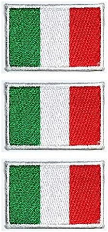 Еднаш x 3 парчиња. Италија знаме извезено апликација железо на шиење на лепенка Италија знаме земја Национална закрпи занаетчиски занаетчиски