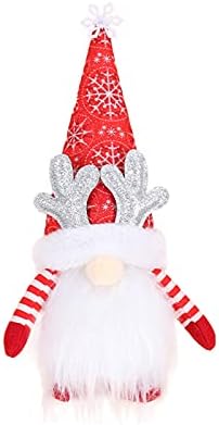 Gnome Божиќни висечки украси со LED светла, рачно изработени шведски том gnomes плишани скандинавски санта елф осветлена маса украси за украси,