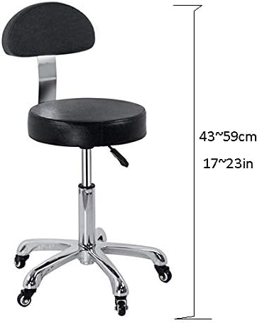 Столче канцеларија на тркалото ， тркалезна прилагодлива столица со црно ПВЦ синтетичко кожено седиште ， прилагодлива висина 43-59 см