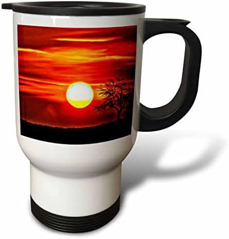 3dRose Брилијантен Зајдисонце Со Осамен Дрво Слика На Светлина Инфузија. - Чаши За Патување