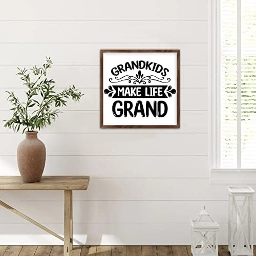 12x12in дрвена wallидна плакета мотивациска понуда дома тема внуци прават живот гранд библиски цитати арискота рамка дрвена плакета за мијалник