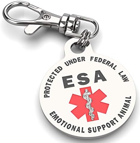 K9KING Двојна еднострана емоционална поддршка Animalивотински ЕСА ознака Црвен медицински сигнал за предупредување и заштитено со федералниот