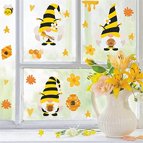 Налепници за пчелни Пчели Декор, 43 Парчиња Отстранливи Налепници За Пролетни Летни Прозорци За Пчели За Празничен Роденден Туш