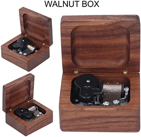 Музичка кутија JOPWKUIN, лесен за употреба гроздобер музичка кутија подарок метал движење орев дрво за домашна декорација