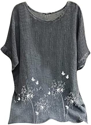 Девојки краток ракав Топ есен лето 2023 Облека трендовски екипаж ленен памук графички обичен врвен маица за девојчиња gd gd
