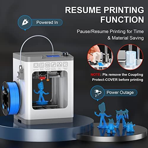 Weefun Mini 3D печатачи, FDM 3D печатач за почетници со функција за продолжување на печатење, целосно собрани автоматско израмнување
