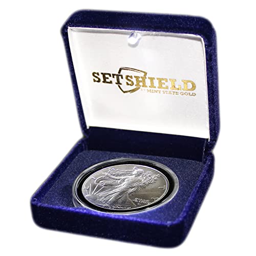 1986 година - Тековна 1 мл Американска сребрена орел монета во со луксузна LED осветлена кутија за презентација и сертификат