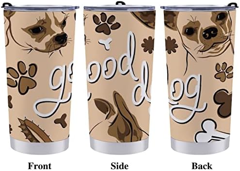 Чихуахуа добро кучиња кафе -торба 600 мл чаша со автомобил со слама флип горниот не'рѓосувачки челик патувања со чаша за пијалоци