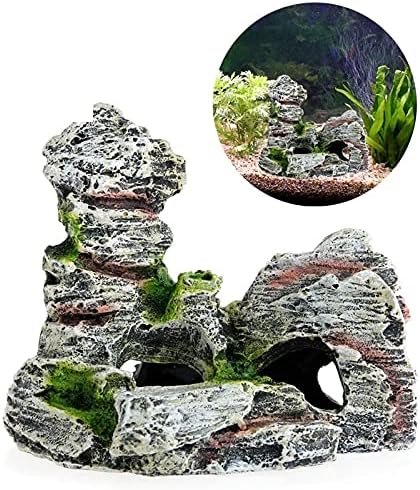 Материјал за смола UXZDX Прекрасен планински поглед аквариум карпа пештерско дрво мост риба резервоар украс украс пејзаж декоративен