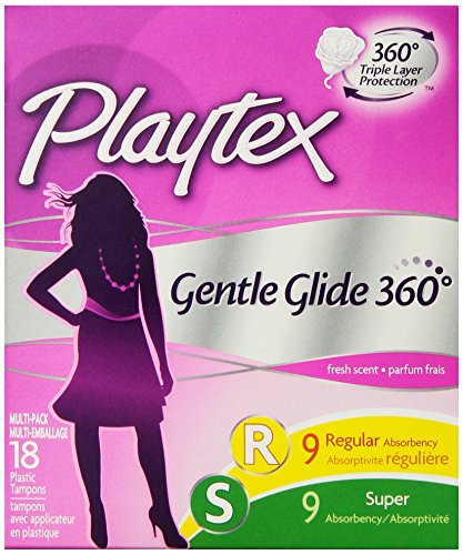 PlayTex Gentle Glide Tampons, Deodorant, Multi-Pack, 9 редовна апсорпција, 9 супер апсорпција, 18 тампони