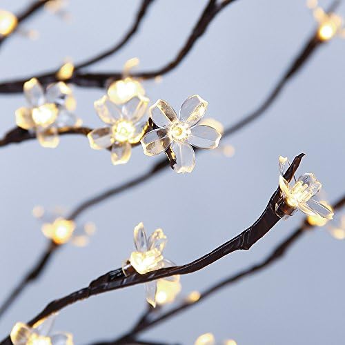 Lightshare Cherry Blossom Tree 5ft 128 LED осветлено дрво за декорација внатре и надвор, домашен двор Свадба фестивал Божиќ декор, топло