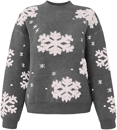 Twgone грди Божиќни џемпери за жени Смешни снегулка ирваси Санта Божиќ плетен пулвер скокач врвови