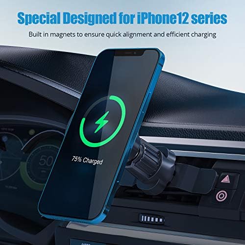 Wixgear безжичен полнач за магнетни автомобили, безжичен полнач за автомобили со магнетски воздух, компатибилен со iPhone 13/13 Pro/13 Pro Max/13