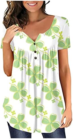 Akollsppnsy женски летни врвови летни кратки ракави со копче надолу маица обична плус-големина женски блузи и врвови случајни