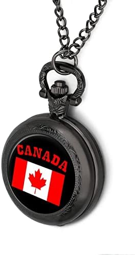 Канада Јавор Знаме Џеб Часовник Со Синџир Персоналните Кварц Џеб Часовник За Мажи Жени Одличен Подарок