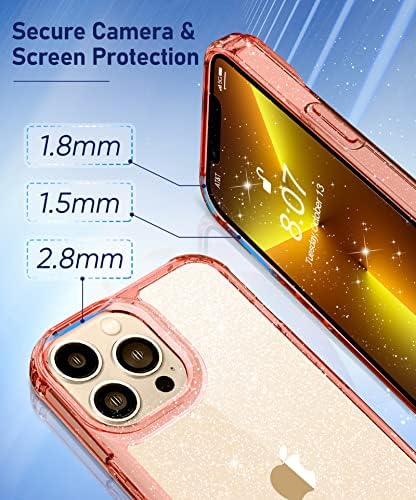 Пакет Mtvoox - Компатибилен со iPhone 13 Pro Max Case Twinkle Clear + Clear Pink