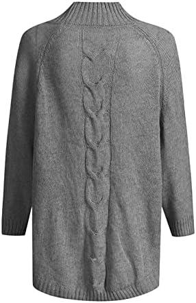 Есенски џемпери од женски женски патеки со долг ракав со ленти со ленти со ленти, плетени џемпери со меки пуловер, цврст кабелски скокач