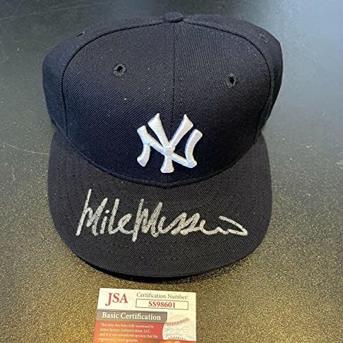 Мајк Мусина потпиша автентичен модел на игра во Yorkујорк Јанкис Бејзбол капа JSA COA - Автограмирани капи МЛБ