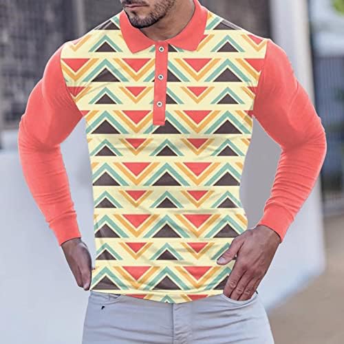 ZDDO 3D дигитални поло кошули за мажи, графичко смешно вртоглаво копче за печатење на вратот, тик, фит тениски спортски дизајн кошула