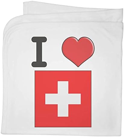 Азиеда „Ја сакам Швајцарија“ памучно бебе ќебе / шал