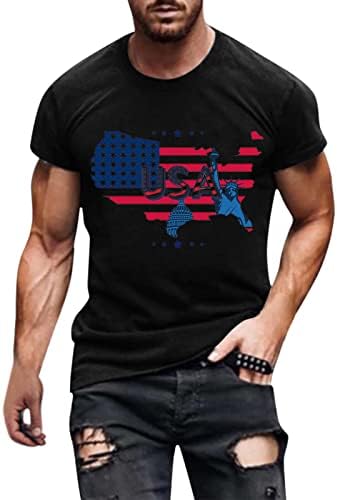 HDDK Ден на независност војник со кратки ракави маици за мажи, знаме на САД Патриотски екипаж, маичка со атлетски мускули на атлетски мускули