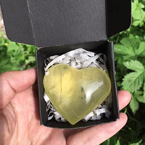 WSAX 1pcs Природно цитринско кристално срце Цитрин кварц скапоцен камен во форма на срцев во форма на срце