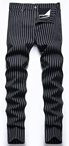 Машки панталони модни шарени карирани печатење случајно плус големина висока еластична тенок вклопување формални панталони памучни панталони