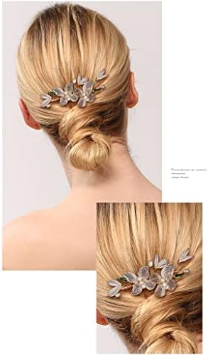 TJLSS извезени цвеќиња вметнати чешли тава коса удираат чешел за коса култивирани додатоци за коса од бисер жени жени